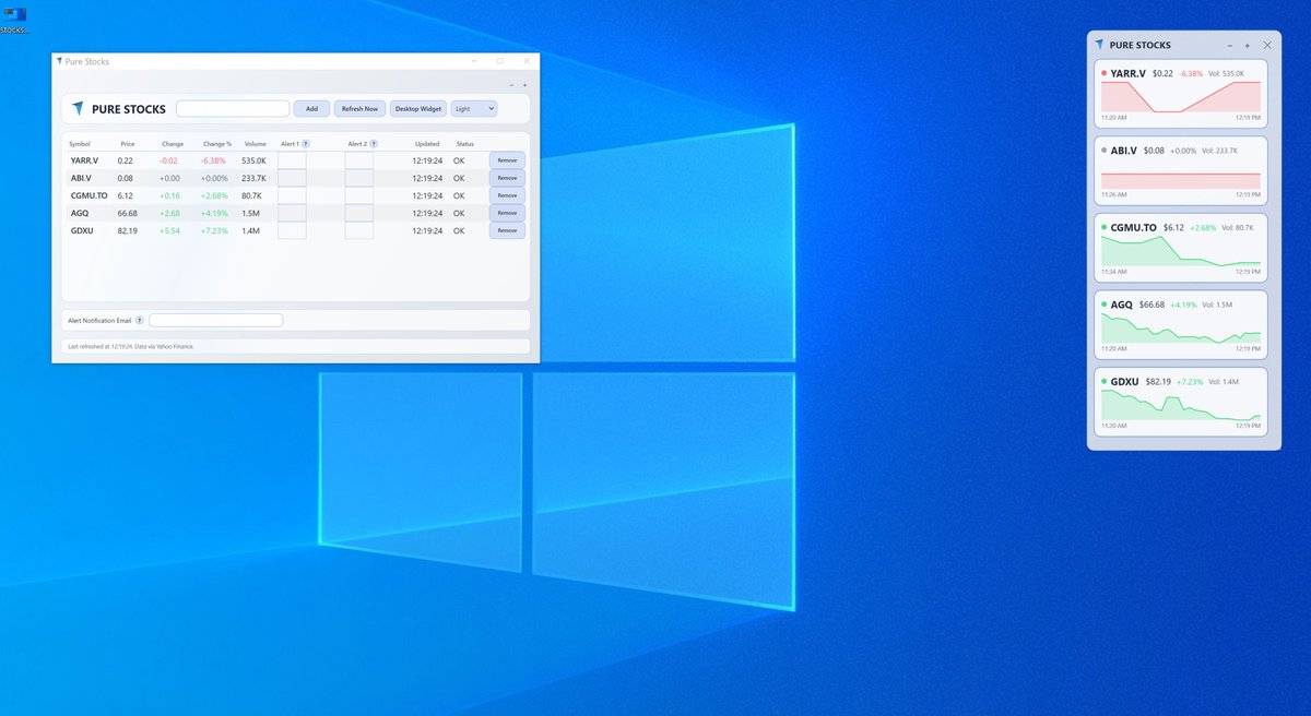 Pure Stocks Light theme